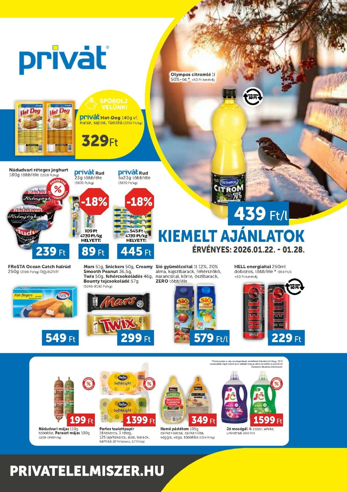 Privát - Bács-Kiskun, Békés, Csongrád-Csanád, Tolna, Baranya, Somogy vármegye akciós újság, érvényes 01.22. - 01.28.