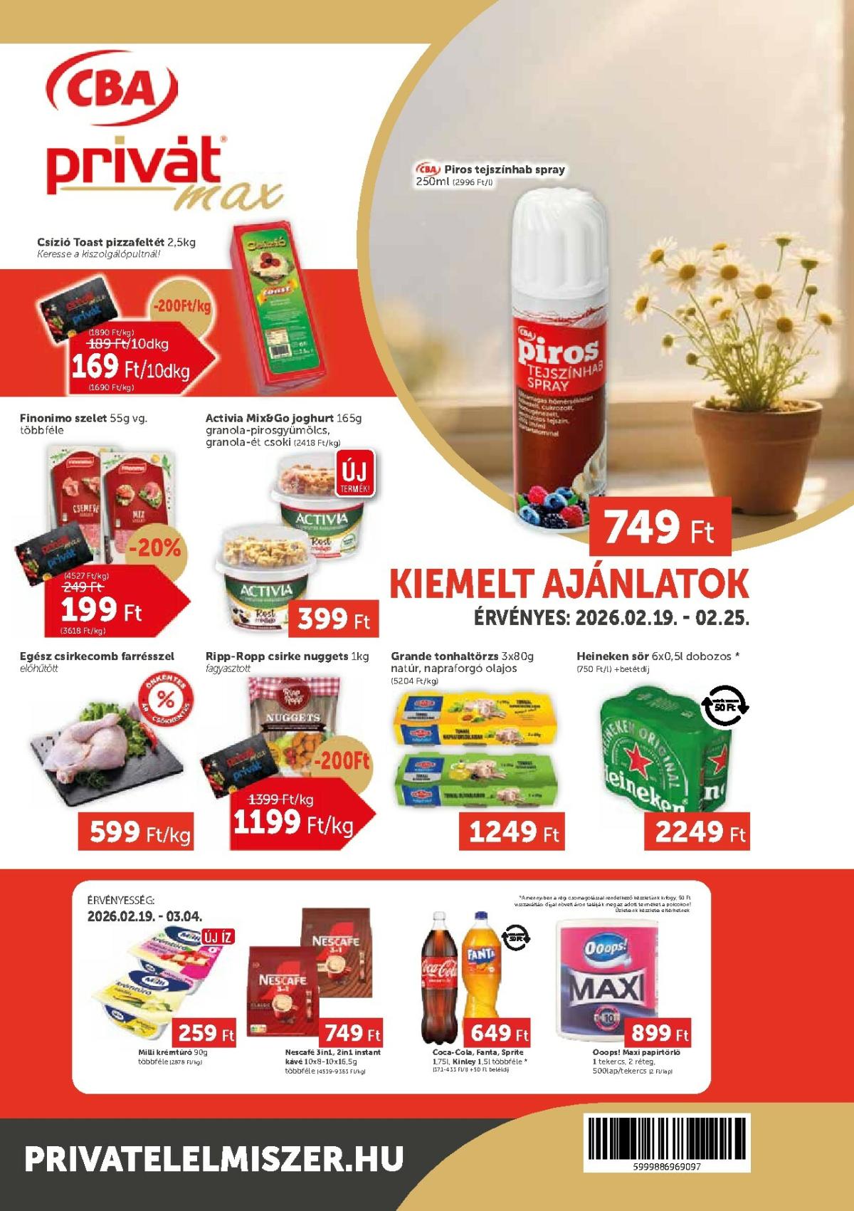 Privát Max akciós újság, érvényes 2026.02.19. - 2026.02.25.
