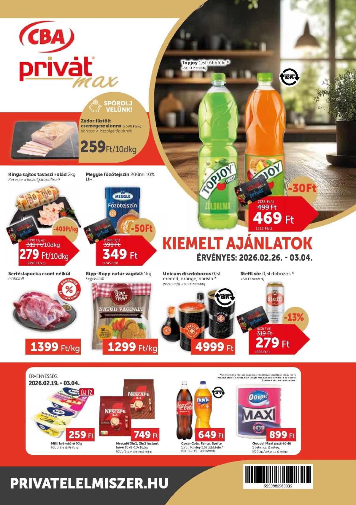 Privát Max akciós újság, érvényes 2026.02.26. - 2026.03.04.