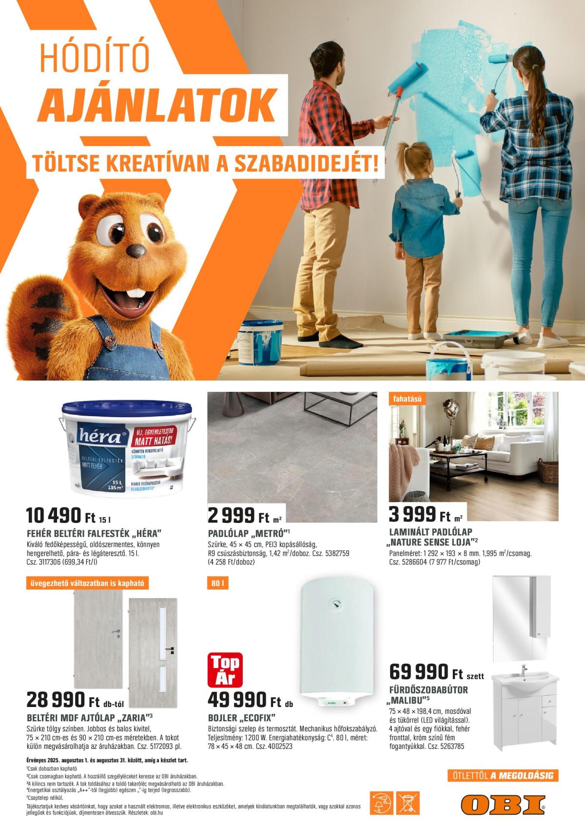 OBI akciós újság, érvényes 08.01. - 08.31.