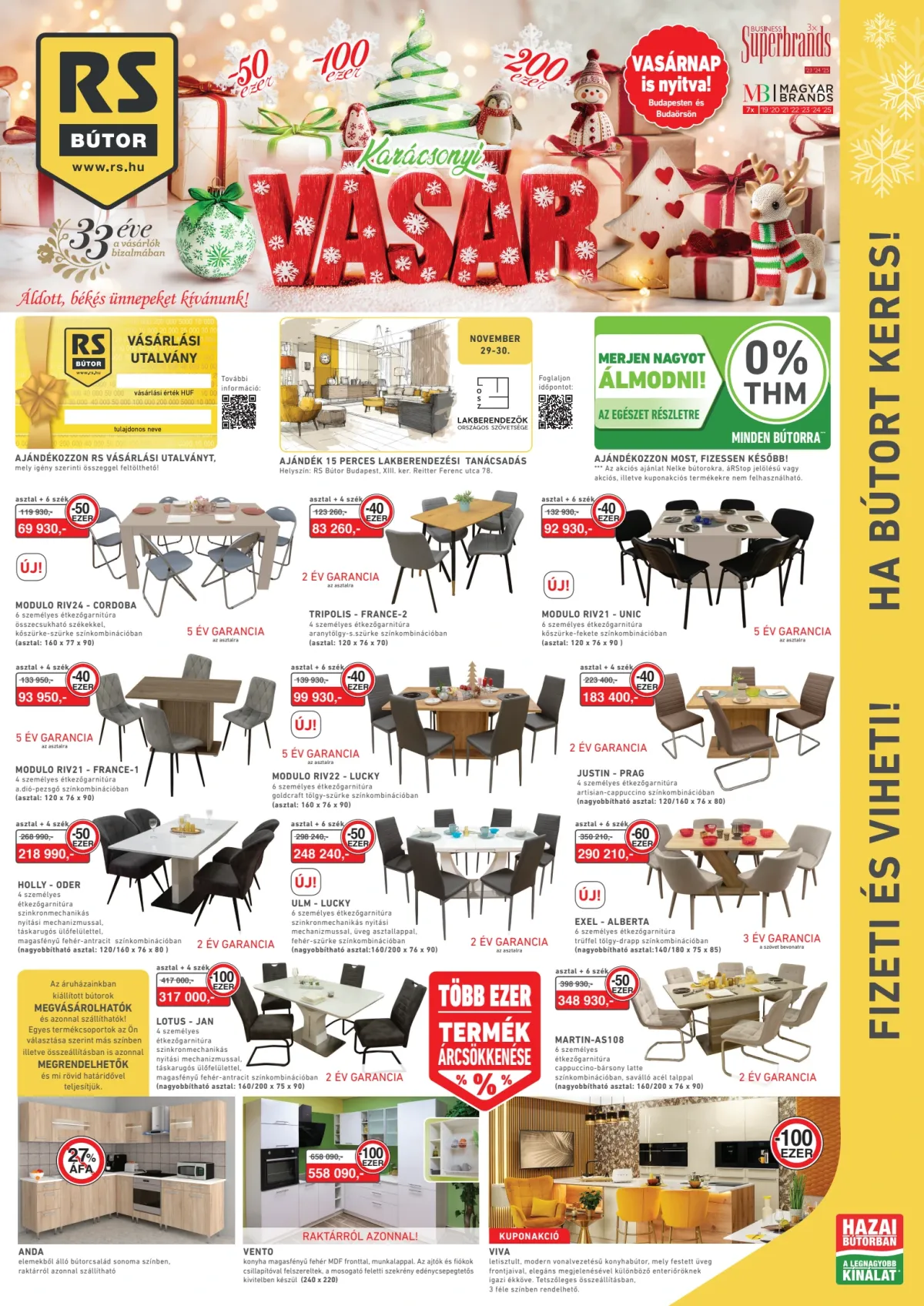 RS Bútor - Karácsonyi vásár akciós újság, érvényes 11.19. - 11.25.