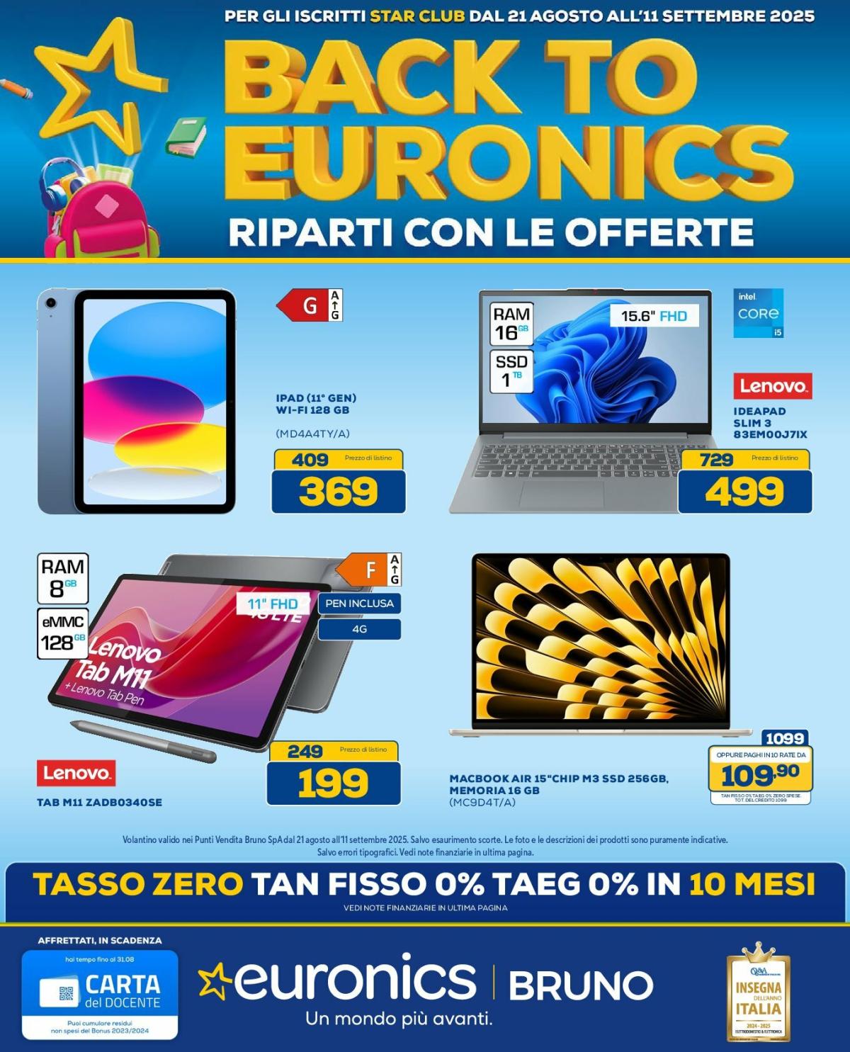 Volantino Euronics Bruno valido dal 21/08 al 11/09