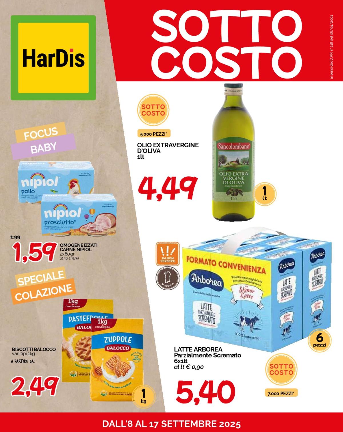 Volantino Hardis valido dal 08/09 al 17/09