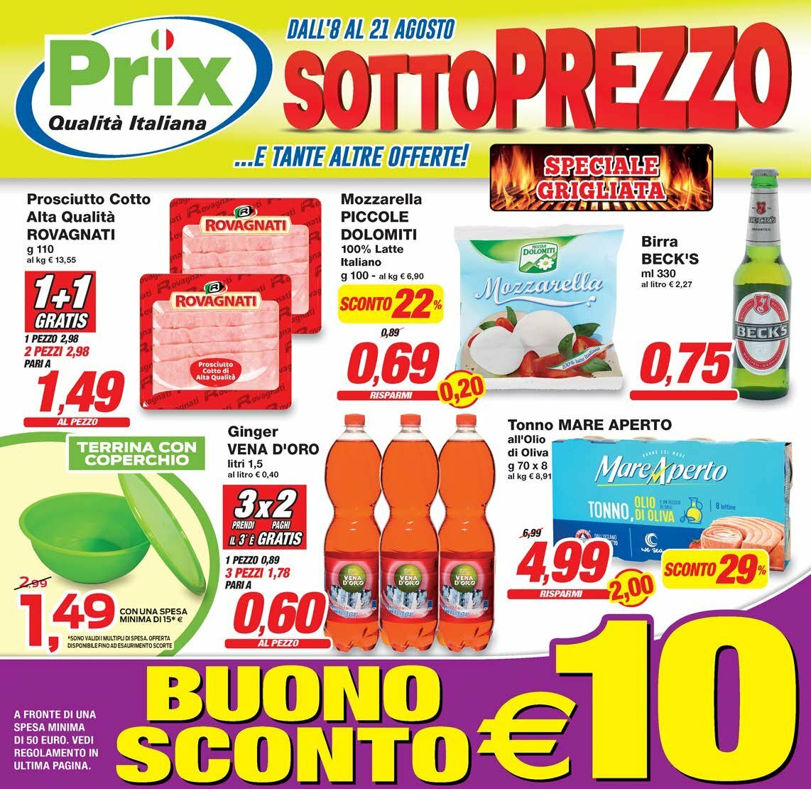 Volantino Prix valido dal 08/08 al 21/08
