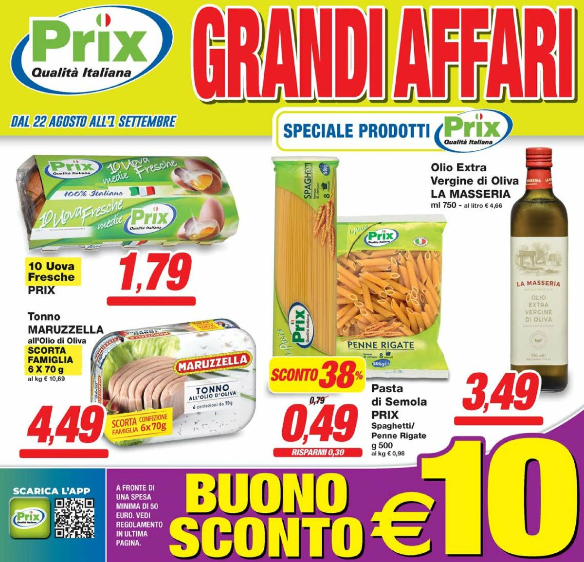 Volantino Prix valido dal 22/08 al 01/09