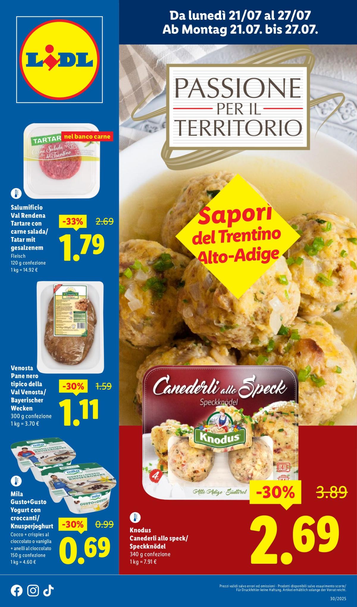 Volantino Lidl - Trentino Alto-Adige valido dal 21/07 al 27/07