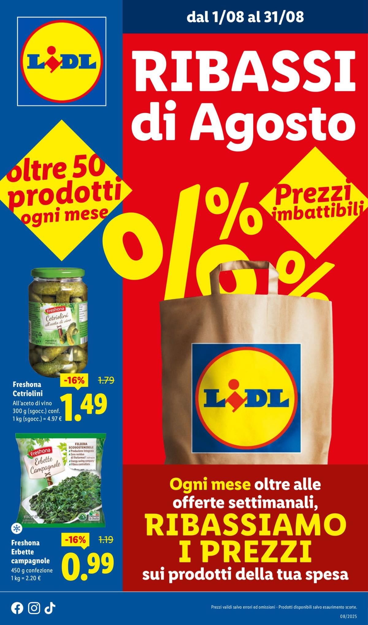 Volantino Lidl - Ribassi di Agosto valido dal 01/08 al 31/08