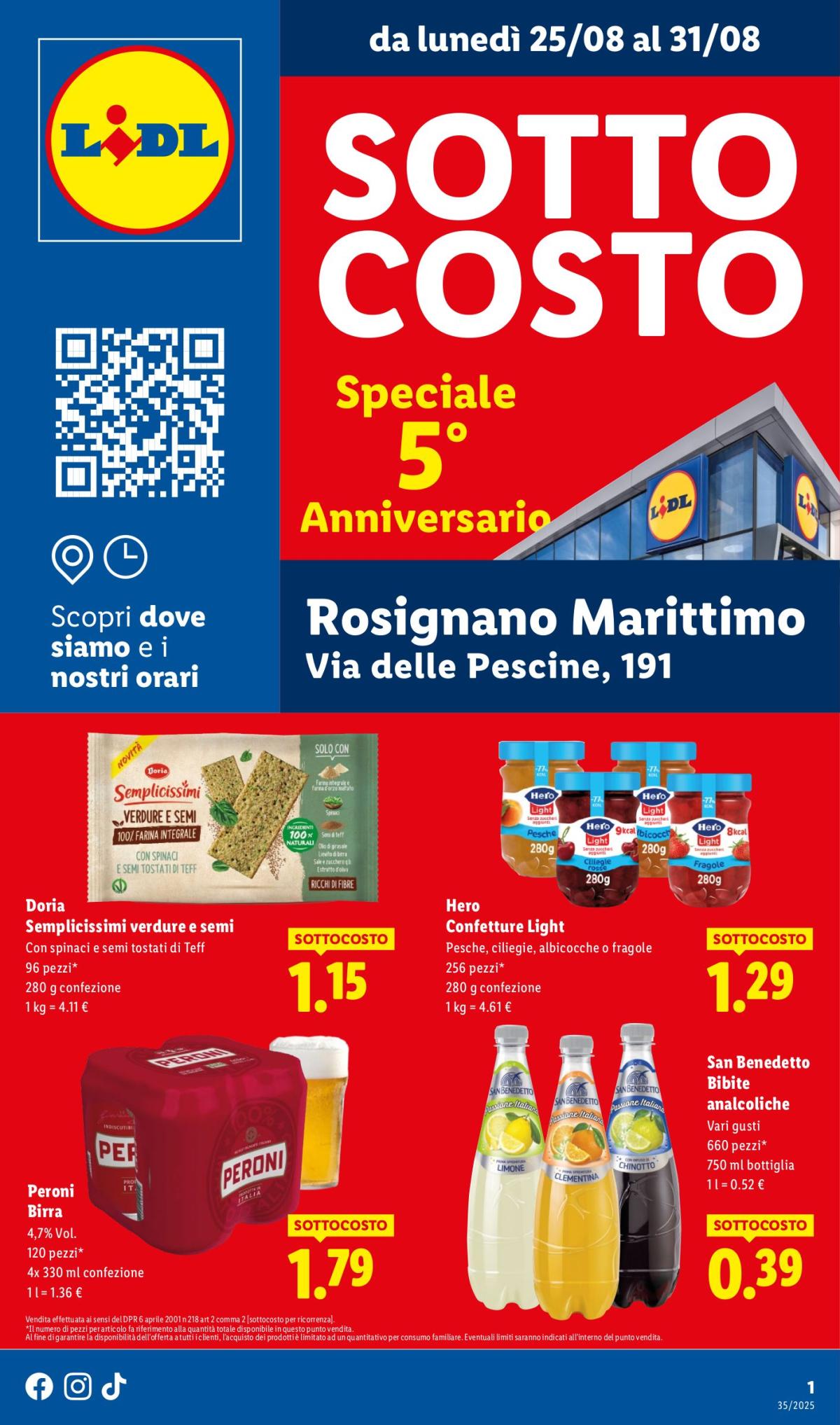 Volantino Lidl - Speciale Anniversario Rosignano valido dal 25/08 al 31/08