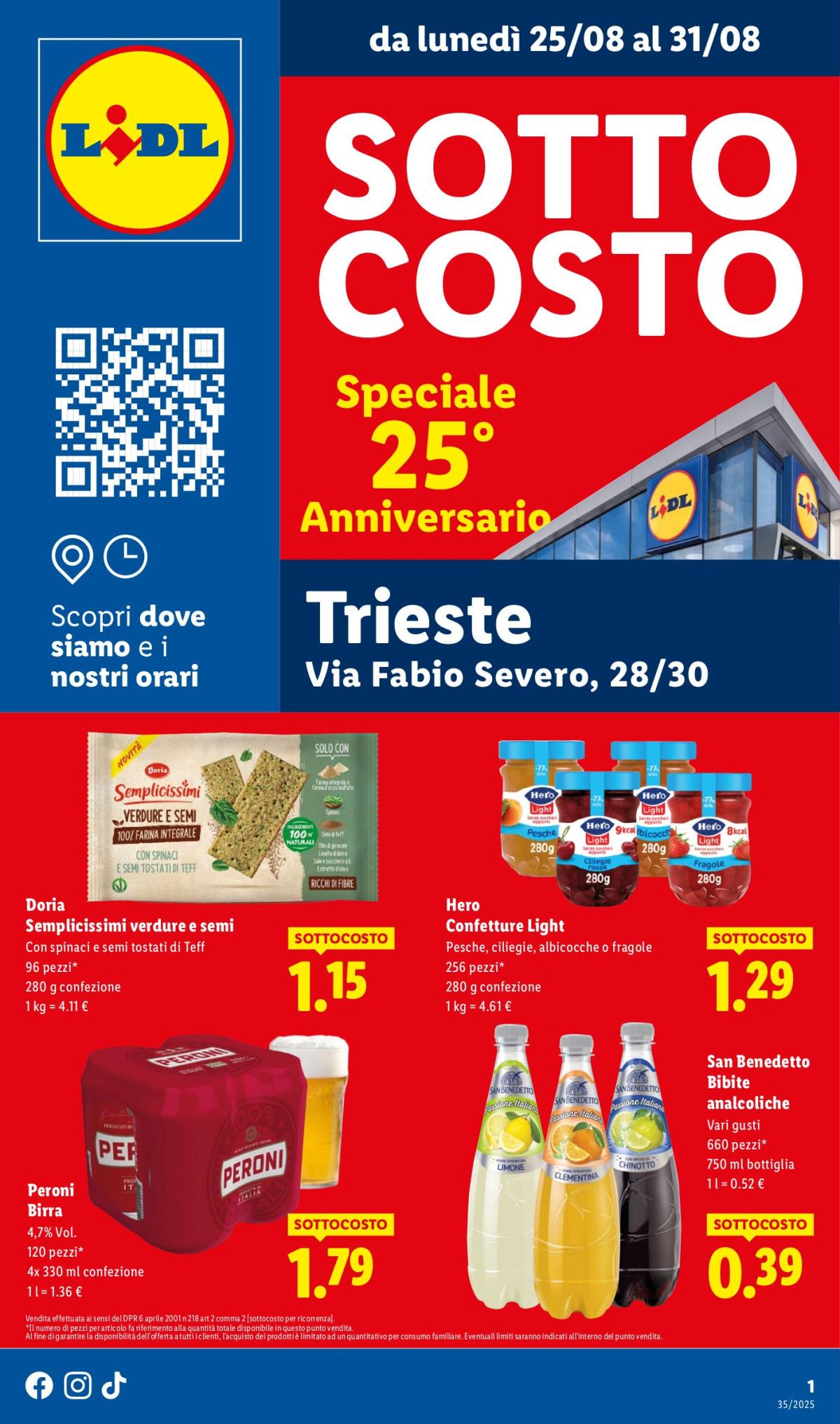 Volantino Lidl - Speciale Anniversario Trieste valido dal 25/08 al 31/08