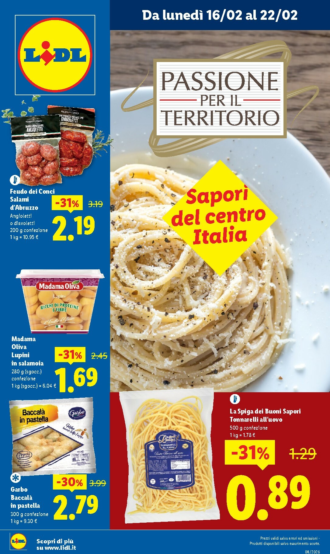 Volantino Lidl - Sapori del Centro Italia valido dal 16/02/2026 al 22/02/2026