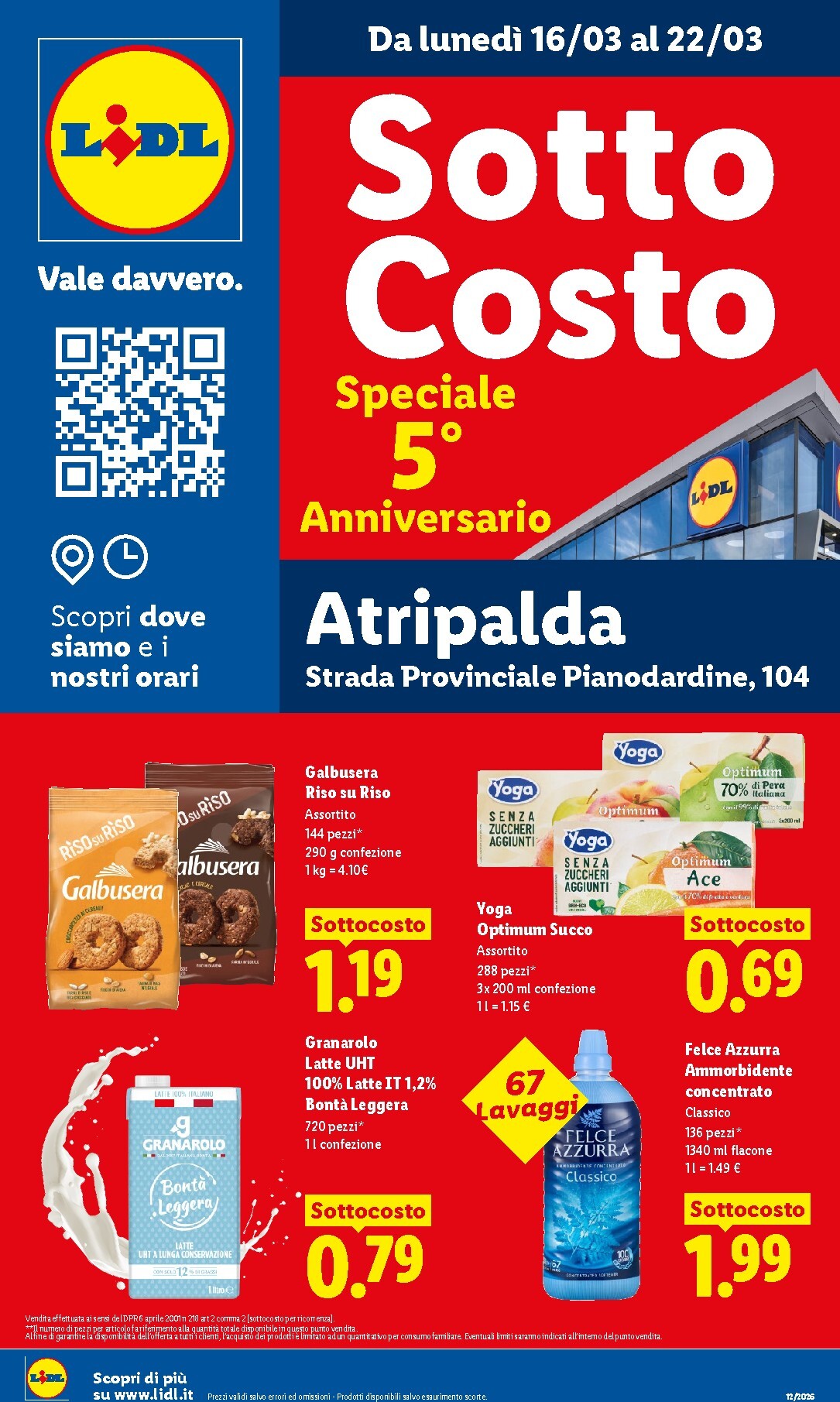 Volantino Lidl - Speciale Anniversario Atripalda valido dal 16/03/2026 al 22/03/2026