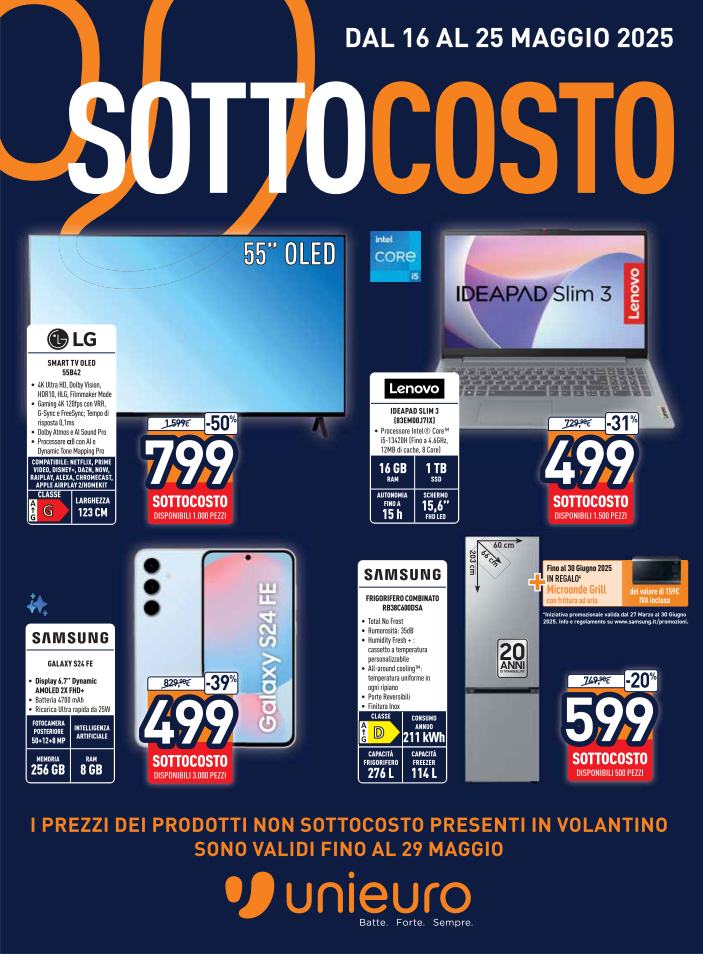 Volantino Unieuro - Sottocosto valido dal 16/05 al 25/05