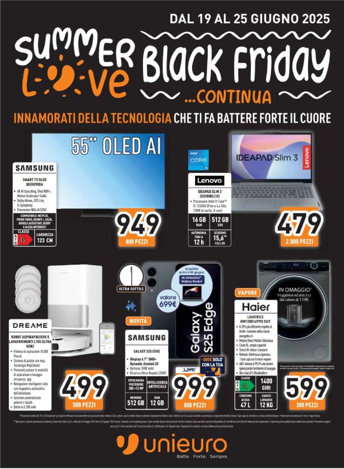 Volantino Unieuro valido dal 19/06 al 25/06
