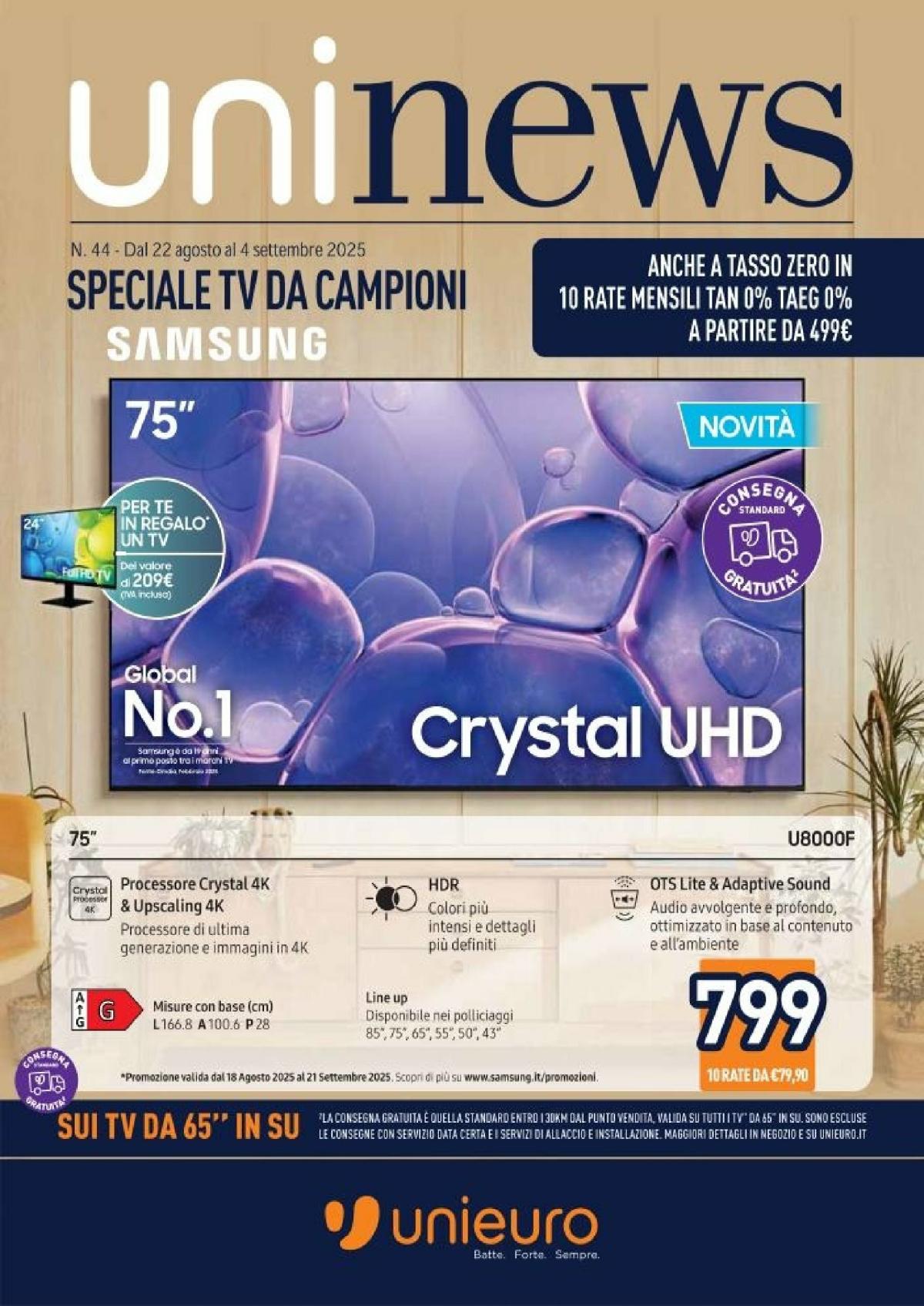 Volantino Unieuro - Speciale TV valido dal 22/08 al 04/09