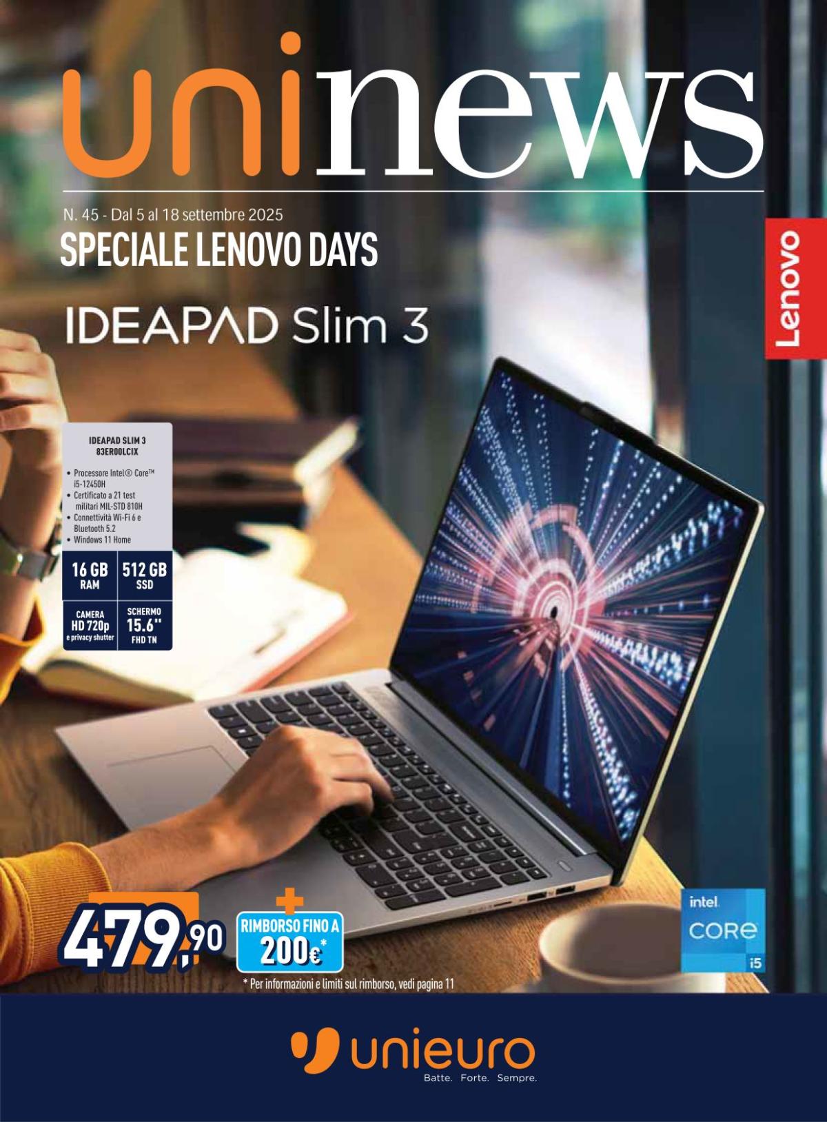 Volantino Unieuro - Speciale Lenovo valido dal 05/09 al 18/09