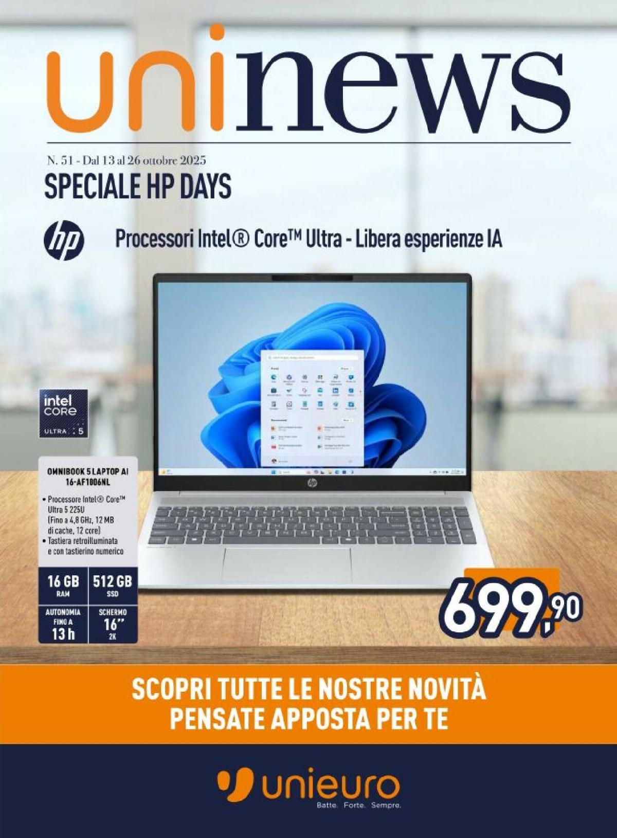 Volantino Unieuro - Speciale HP Days valido dal 13/10 al 26/10