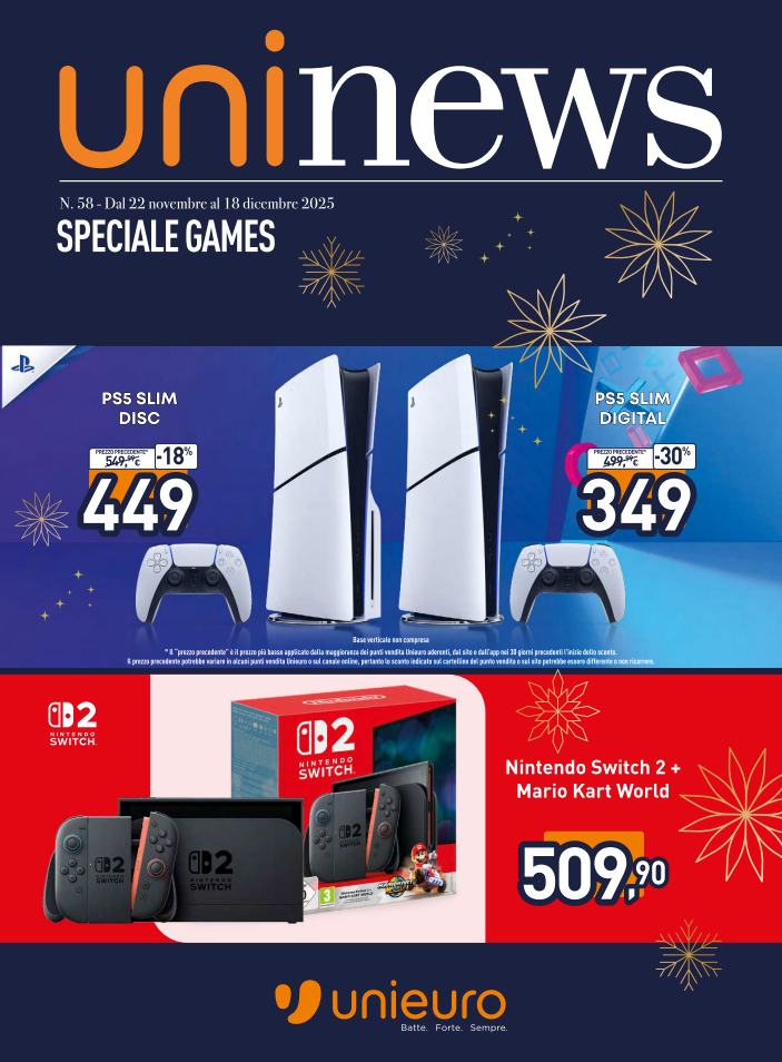 Volantino Unieuro - Speciale Games valido dal 22/11 al 18/12