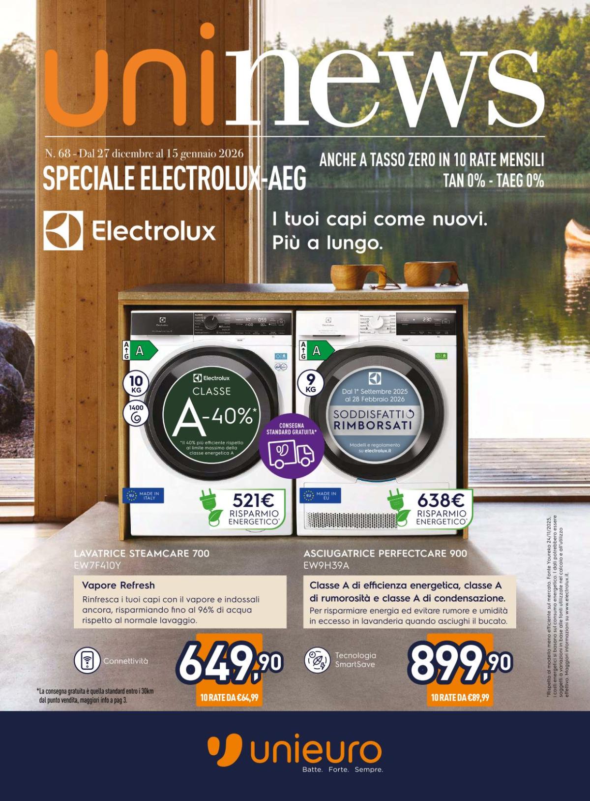 Volantino Unieuro - Speciale Electrolux valido dal 27/12 al 15/01