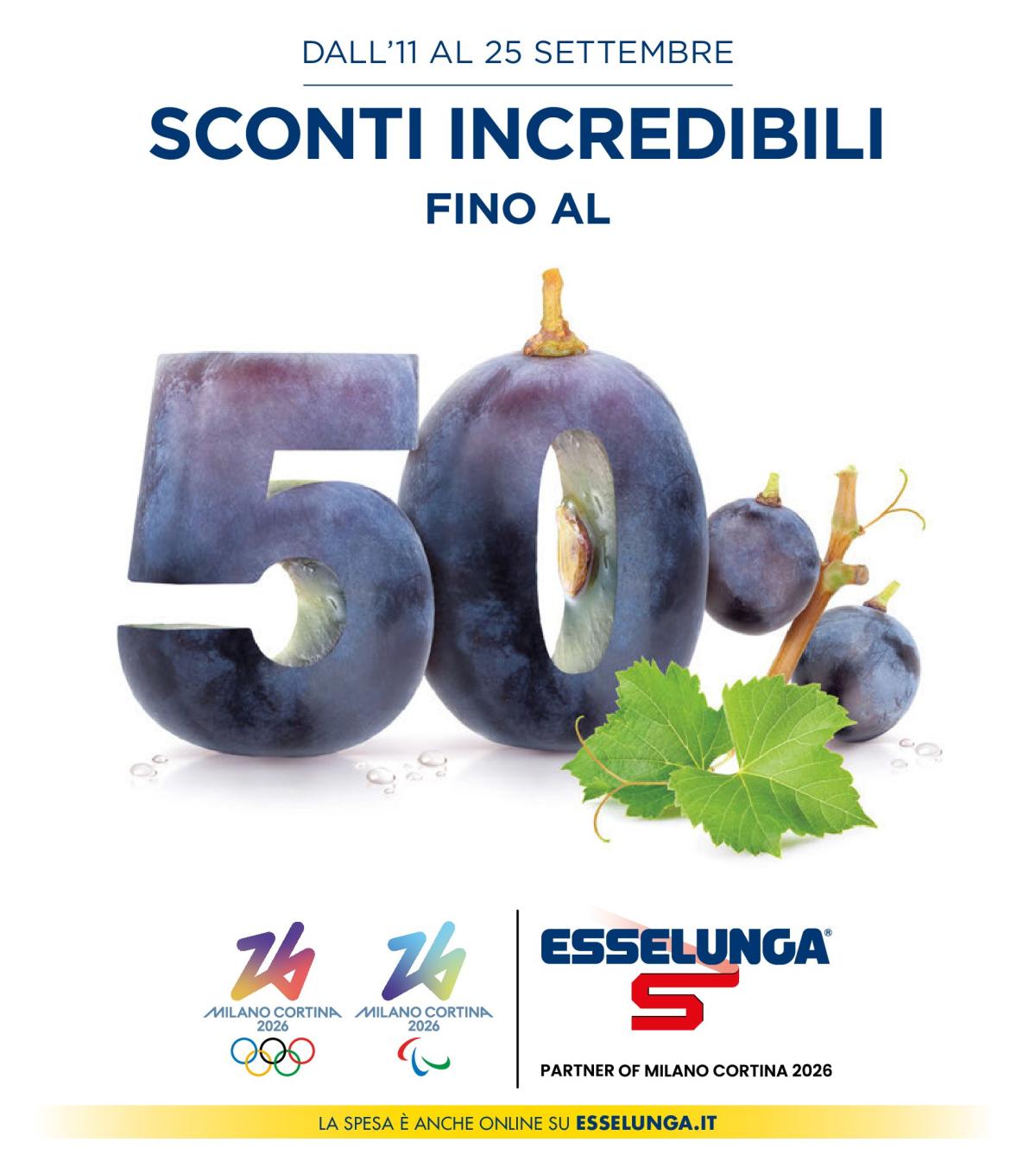 Volantino Esselunga - Sconti fino al 50% valido dal 11/09 al 25/09