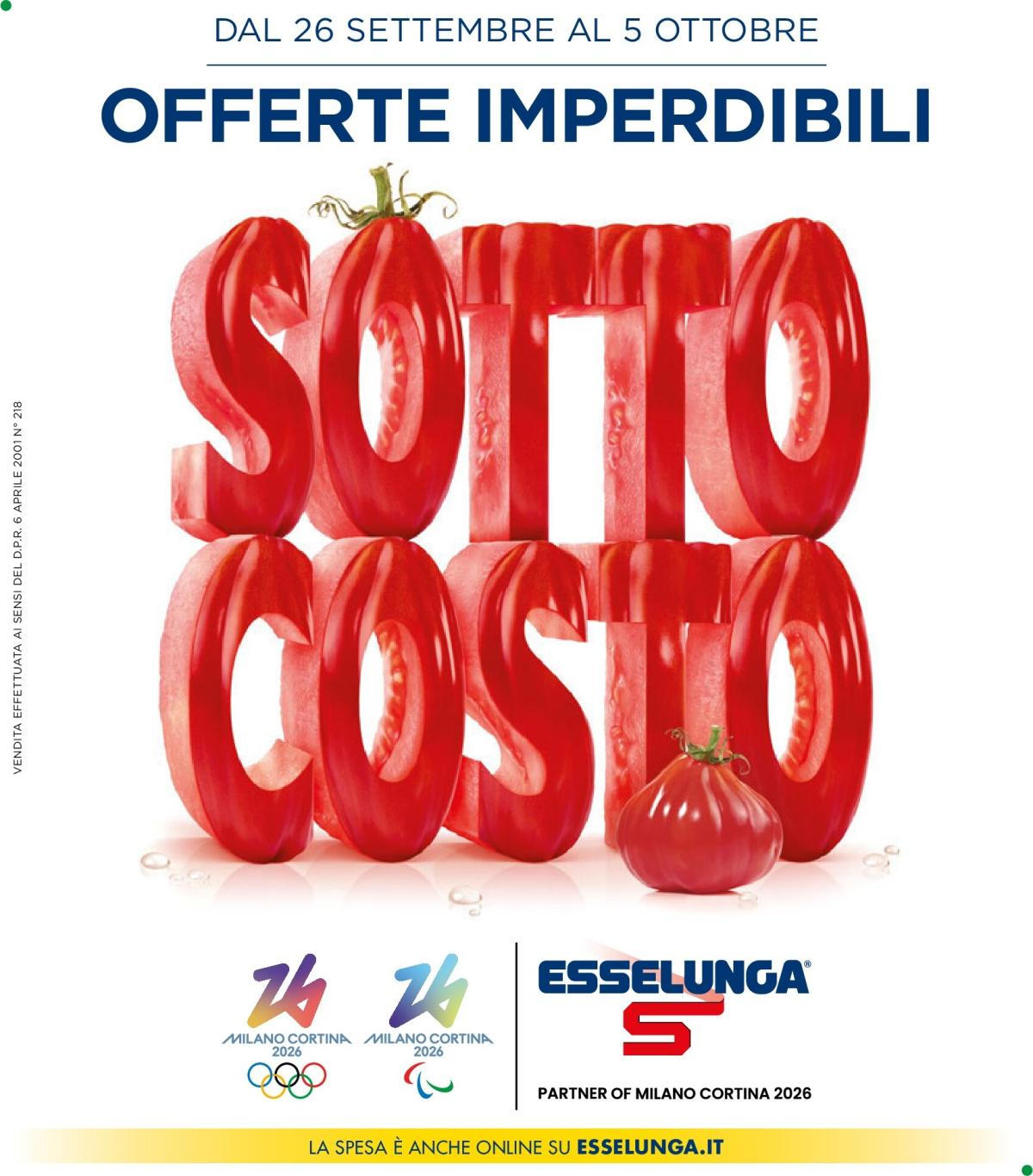 Volantino Esselunga - Sottocosto valido dal 26/09 al 05/10