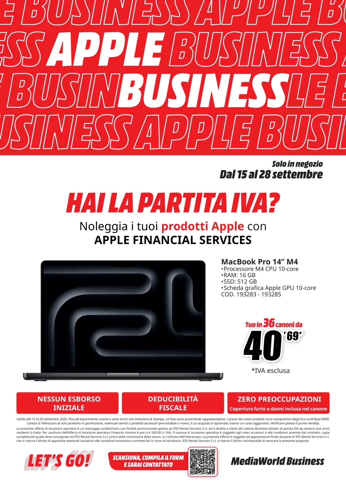 Volantino Mediaworld - Apple Business valido dal 15/09 al 28/09