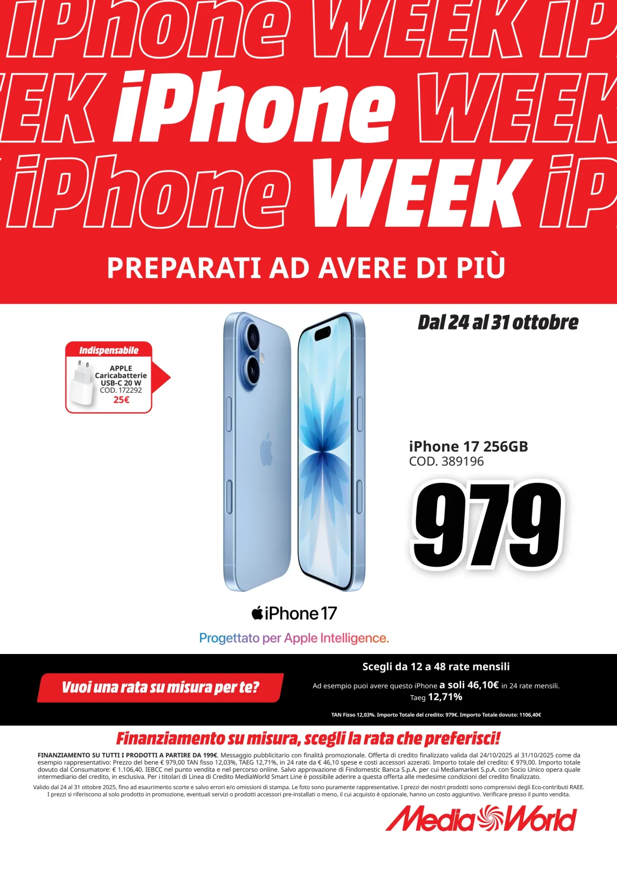 Volantino Mediaworld - Apple Week valido dal 24/10 al 31/10
