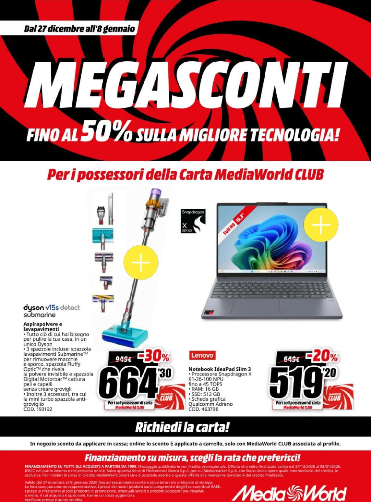 Volantino Mediaworld valido dal 27/12 al 08/01