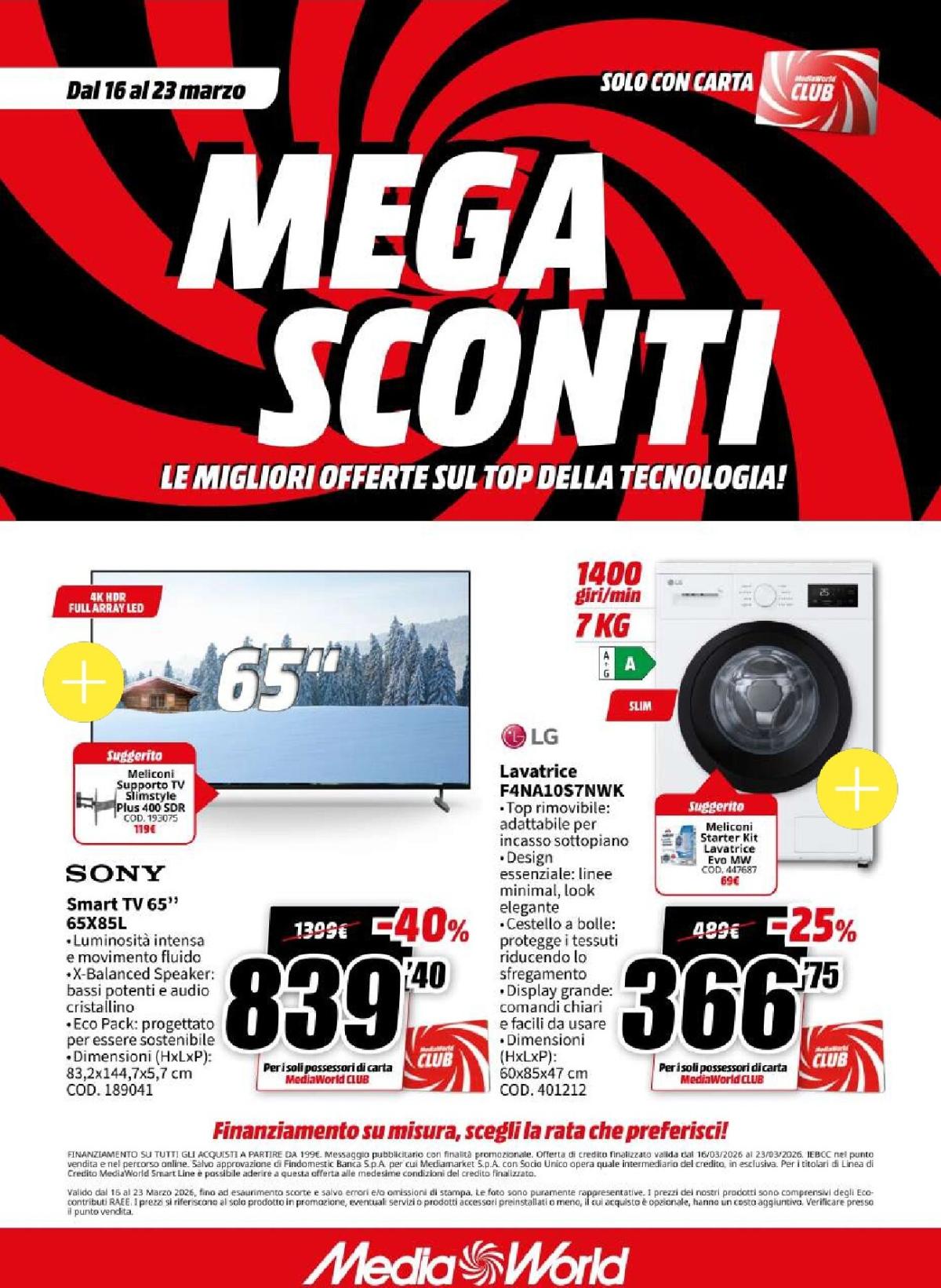 Volantino Mediaworld - Mega Sconti valido dal 16/03/2026 al 23/03/2026