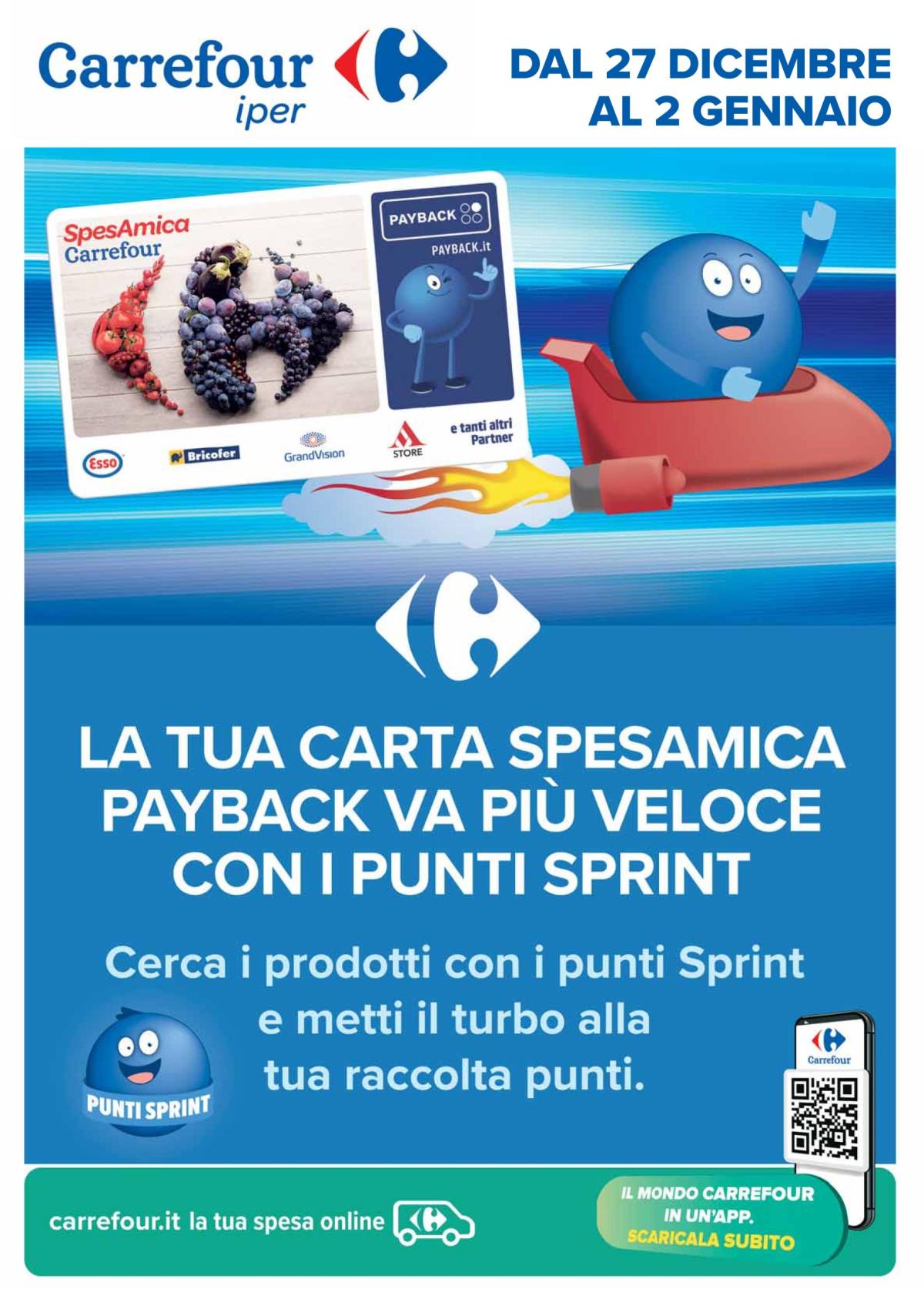 Volantino Carrefour - Punti Sprint Payback valido dal 27/12 al 02/01