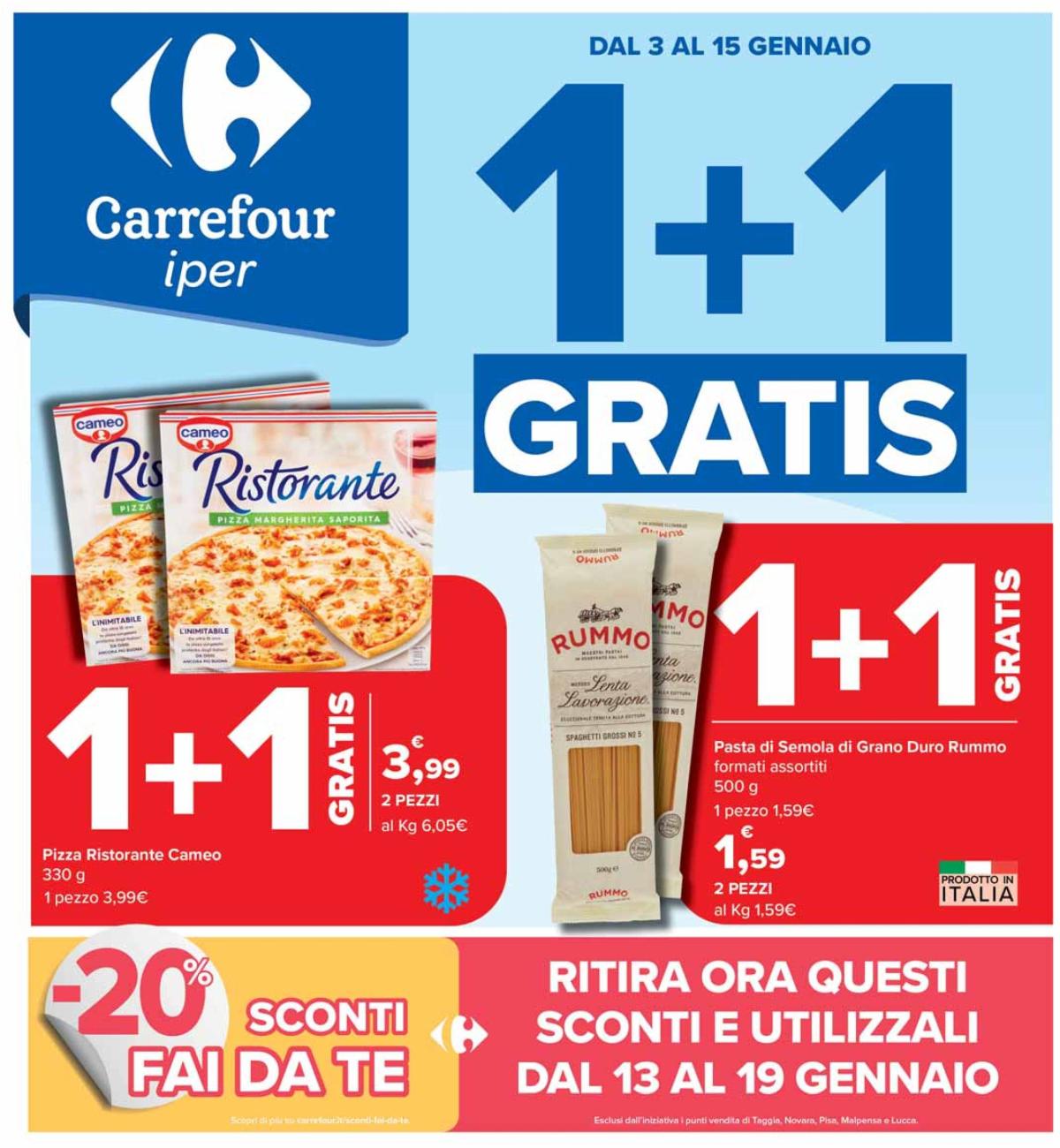 Volantino Carrefour - Saldi 1+1 valido dal 03/01 al 15/01