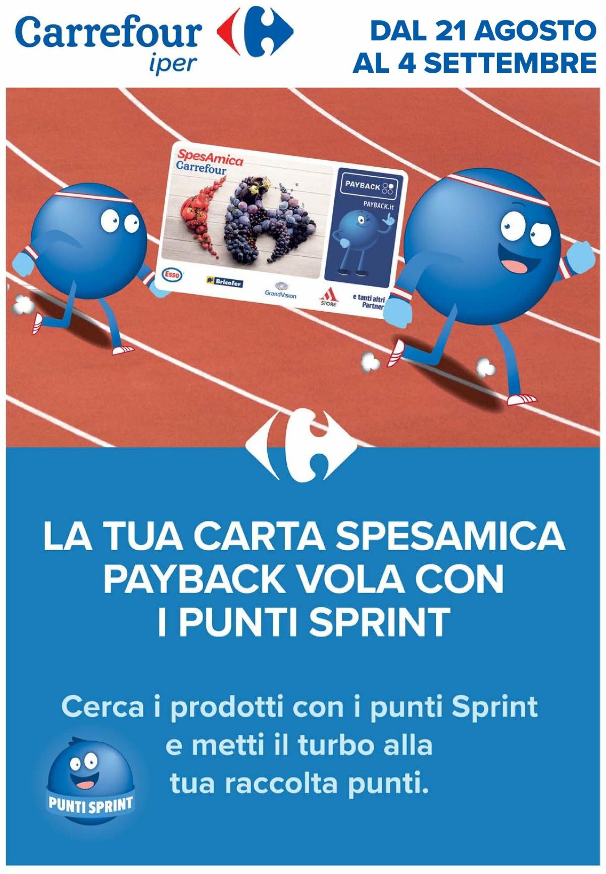 Volantino Carrefour - Punti Sprint Payback valido dal 21/08 al 04/09