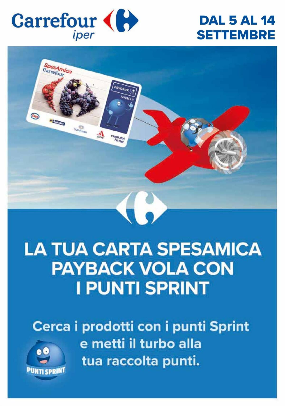 Volantino Carrefour - Punti Sprint Payback valido dal 05/09 al 14/09