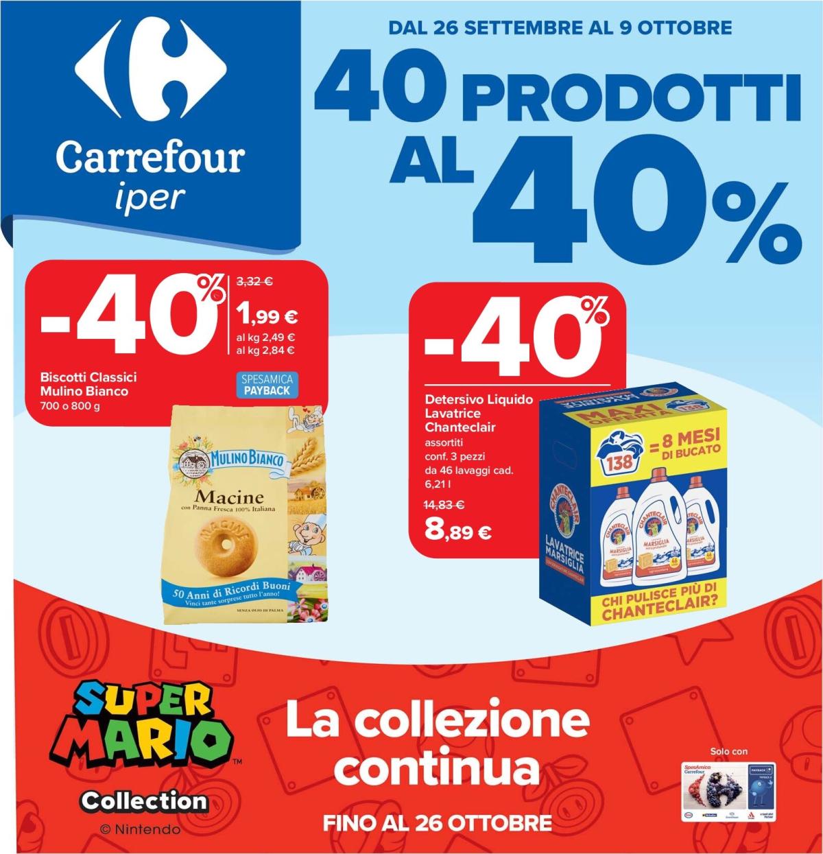 Volantino Carrefour - 40 prodotti al 40% valido dal 26/09 al 09/10