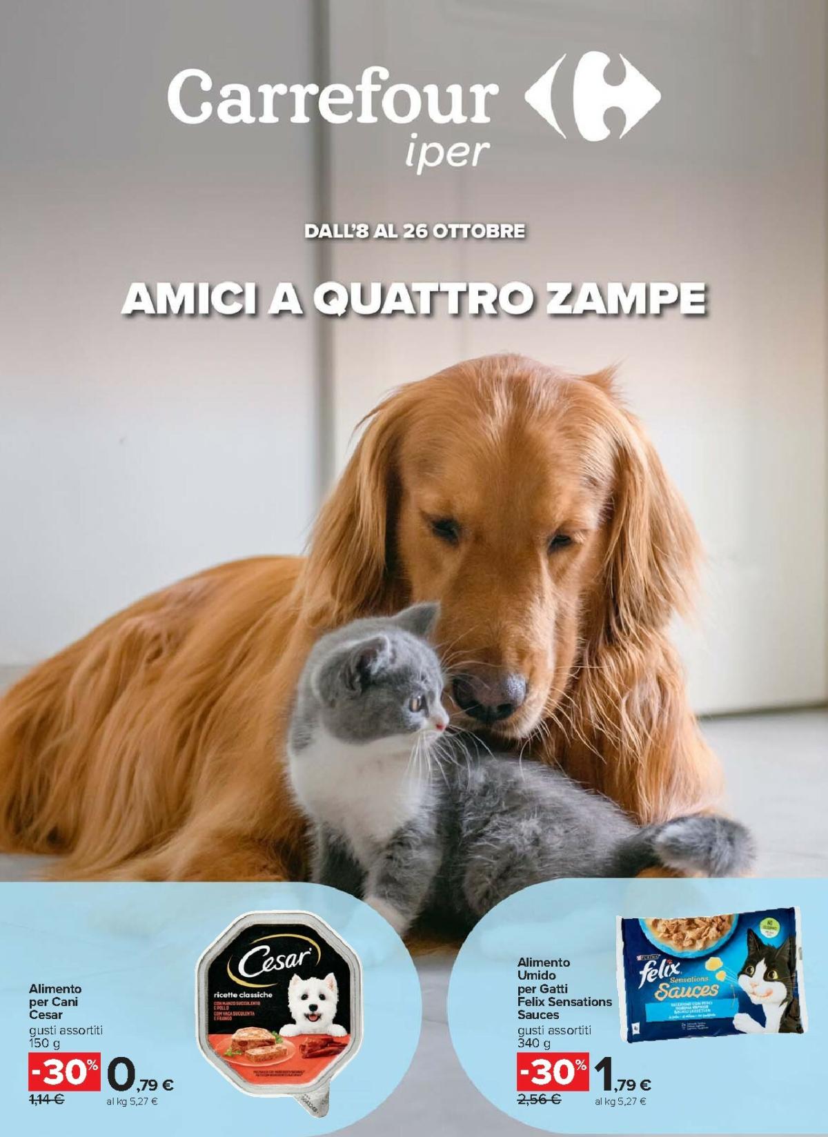 Volantino Carrefour - Pet food valido dal 08/10 al 26/10