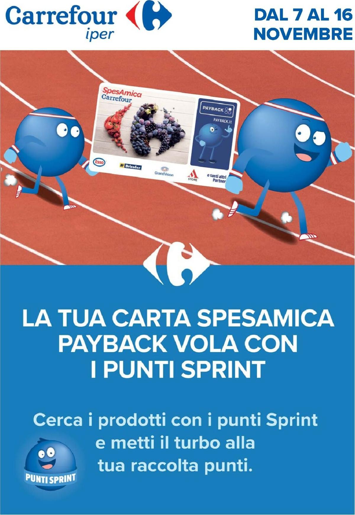 Volantino Carrefour - Punti Sprint Payback valido dal 07/11 al 16/11