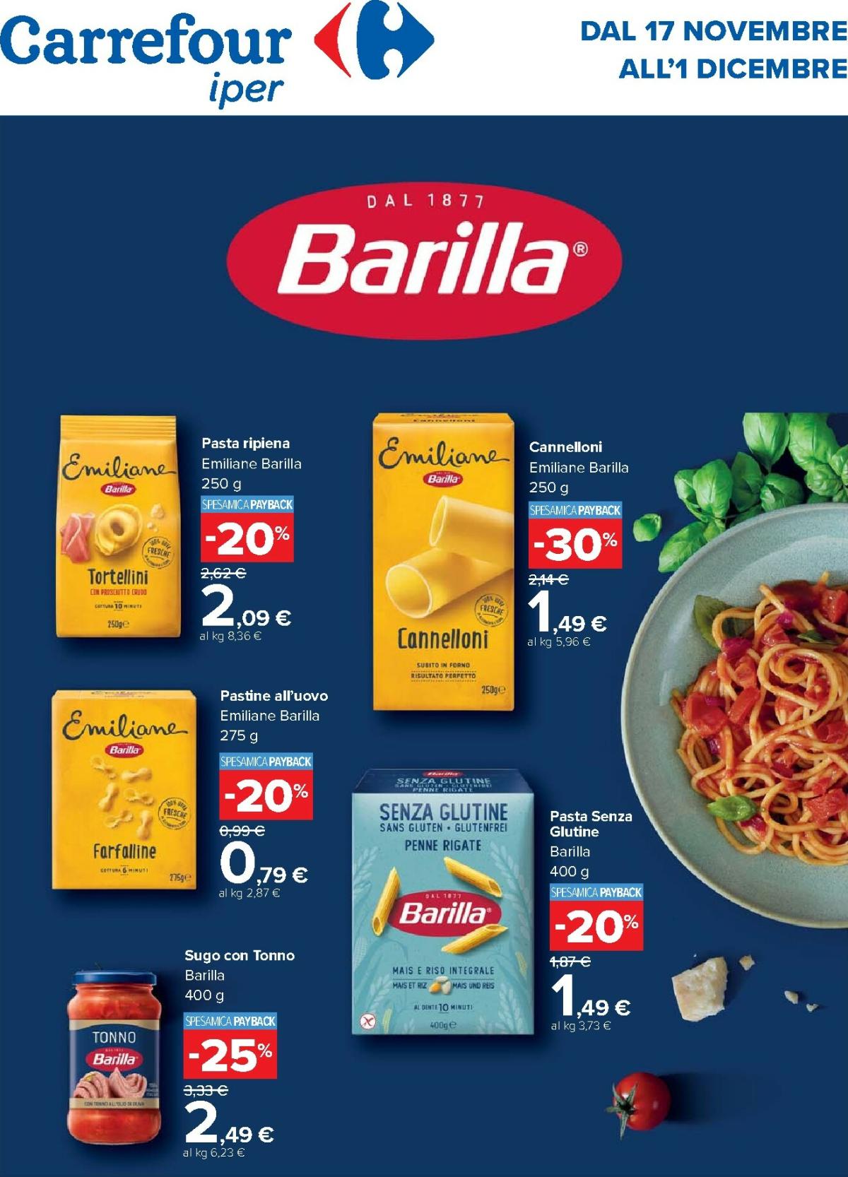 Volantino Carrefour - Speciale Barilla valido dal 17/11 al 01/12
