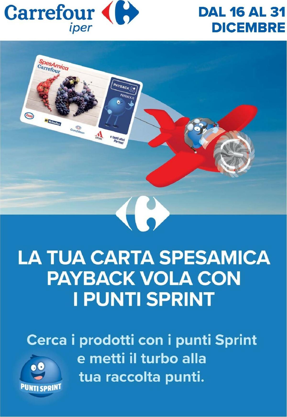 Volantino Carrefour - Punti Sprint Payback valido dal 16/12 al 31/12