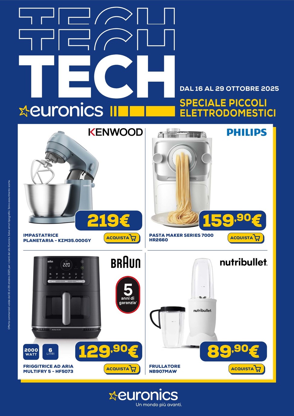 Volantino Euronics - Speciale Piccoli Elettrodomestici valido dal 16/10 al 29/10