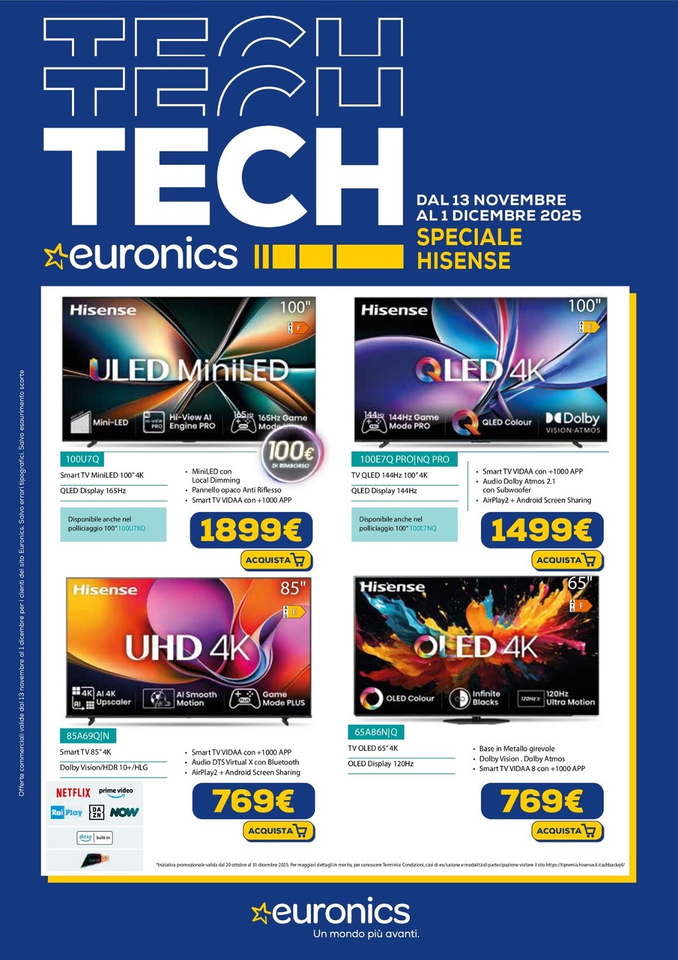 Volantino Euronics - Speciale Hisense valido dal 13/11 al 01/12