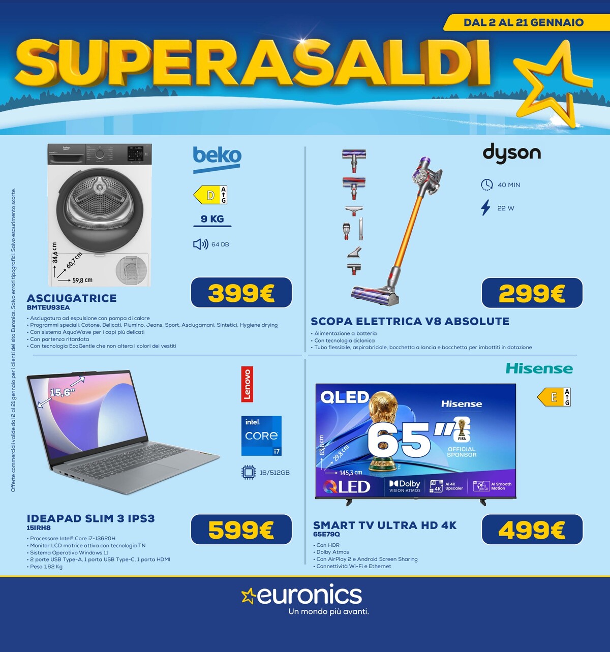 Volantino Euronics - Superasaldi valido dal 02/01 al 21/01