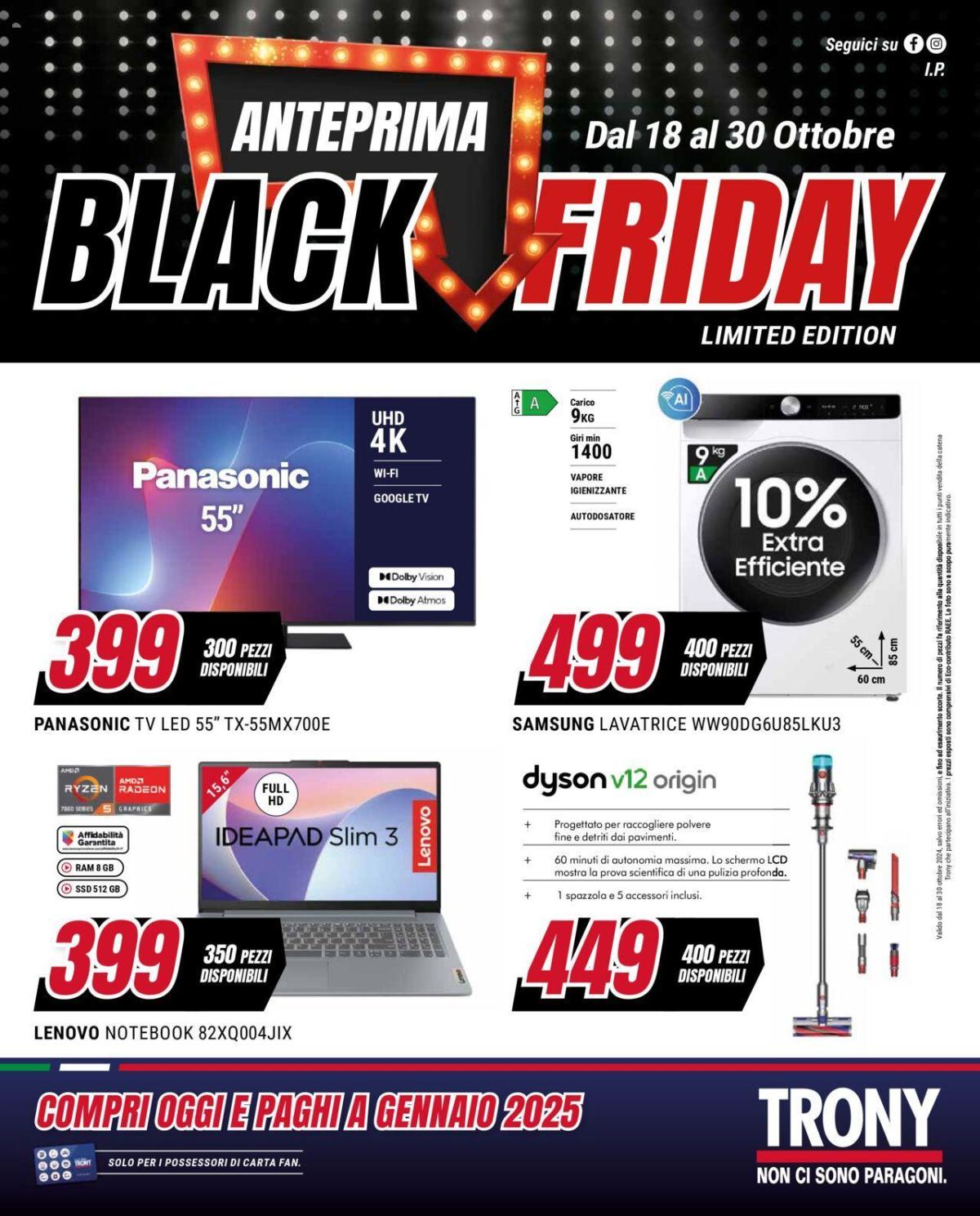 Trony BLACK FRIDAY 2024 volantino 18/10/2024 - 30/10/2024