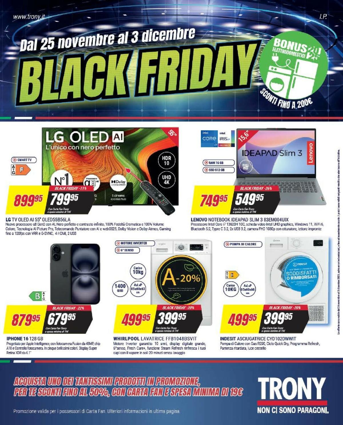 Volantino Trony - Black Friday valido dal 25/11 al 03/12