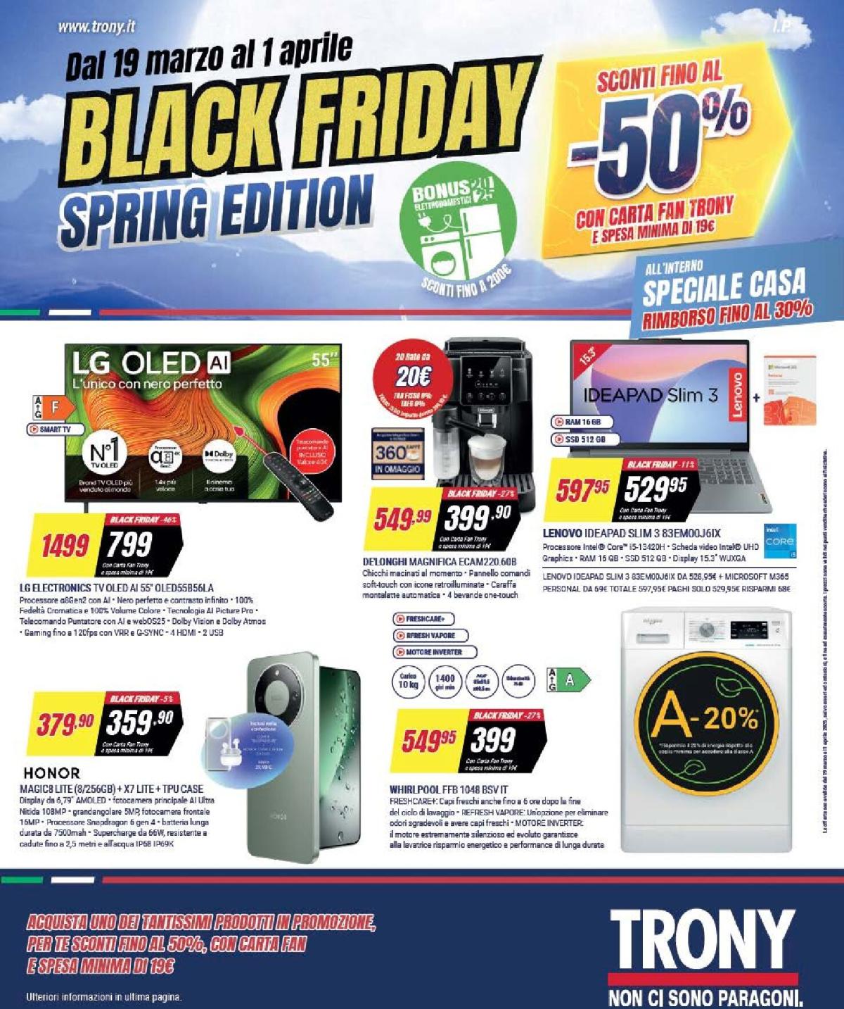 Volantino Trony - Black Friday valido dal 19/03/2026 al 01/04/2026