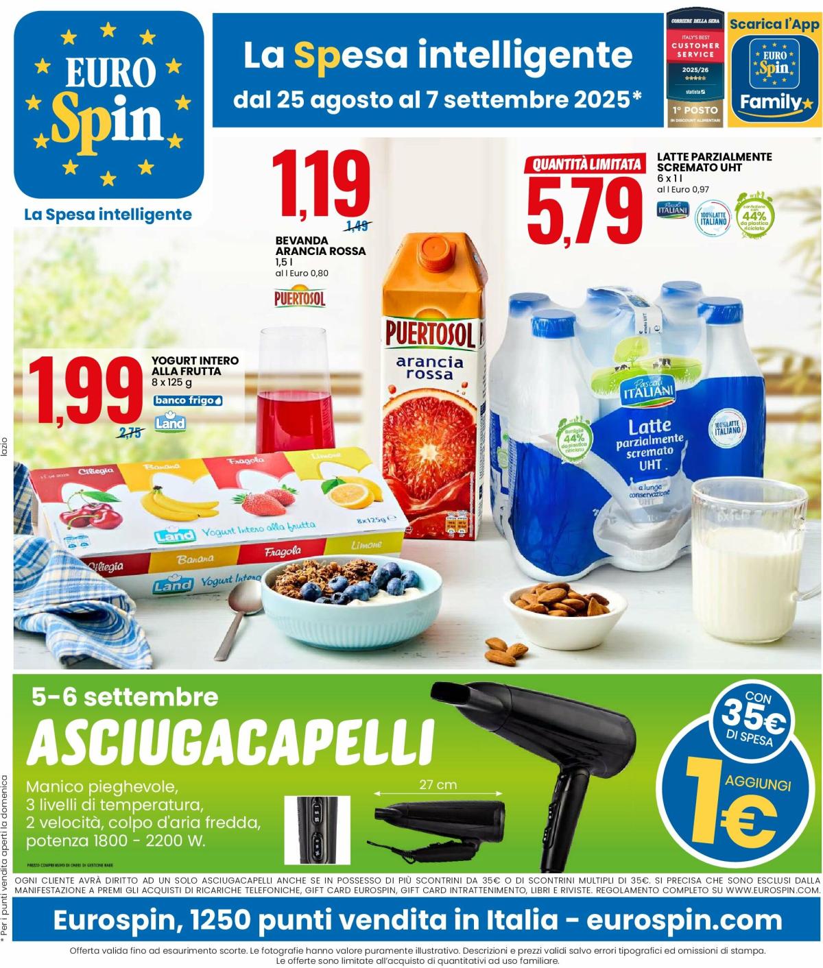 Volantino Eurospin valido dal 25/08 al 07/09