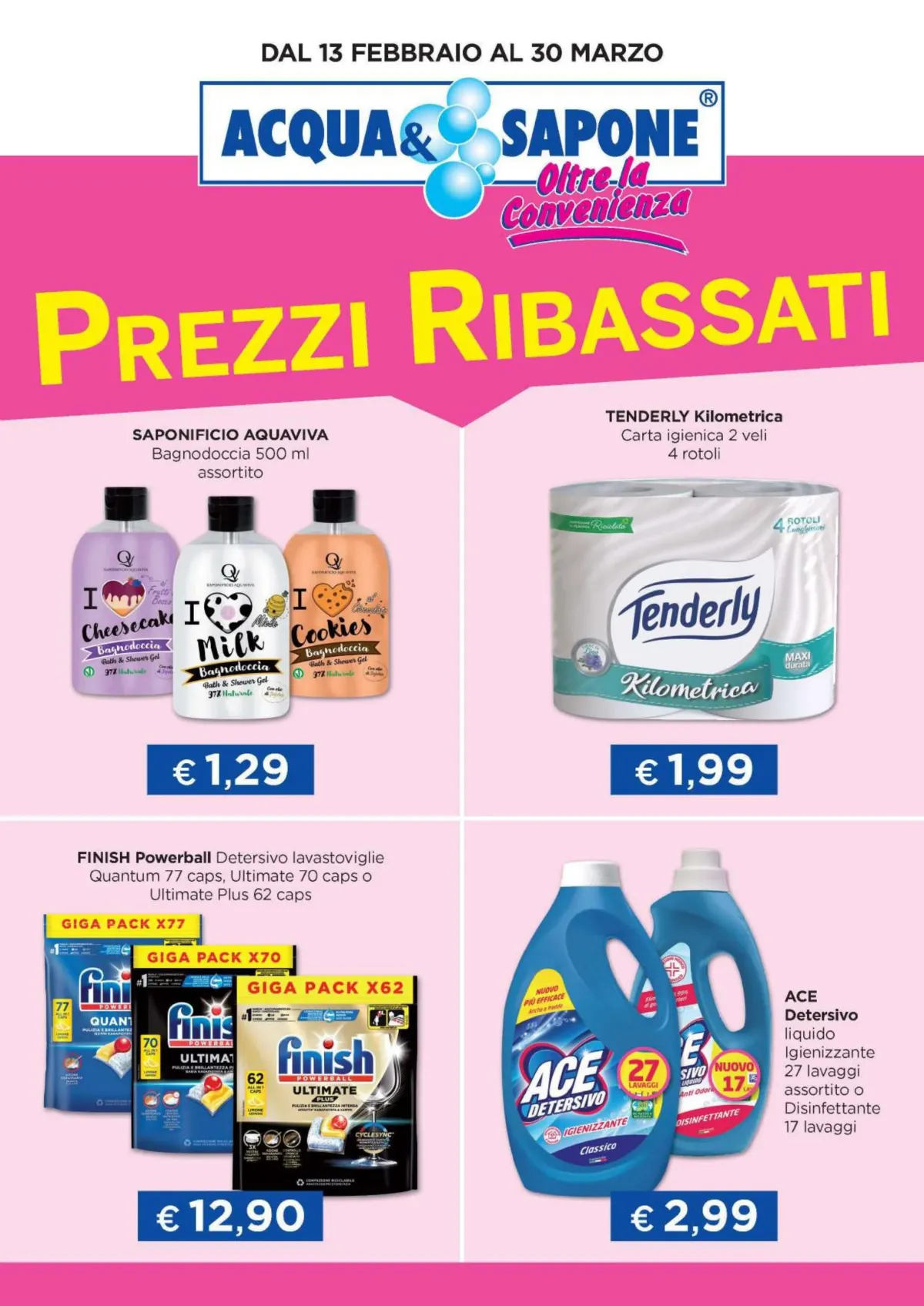 Volantino Acqua e Sapone - Prezzi Ribassati valido dal 13/02 al 30/03