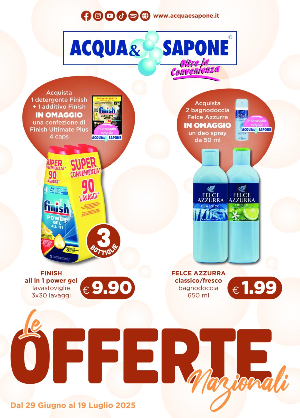 Volantino Acqua e Sapone valido dal 29/06 al 19/07