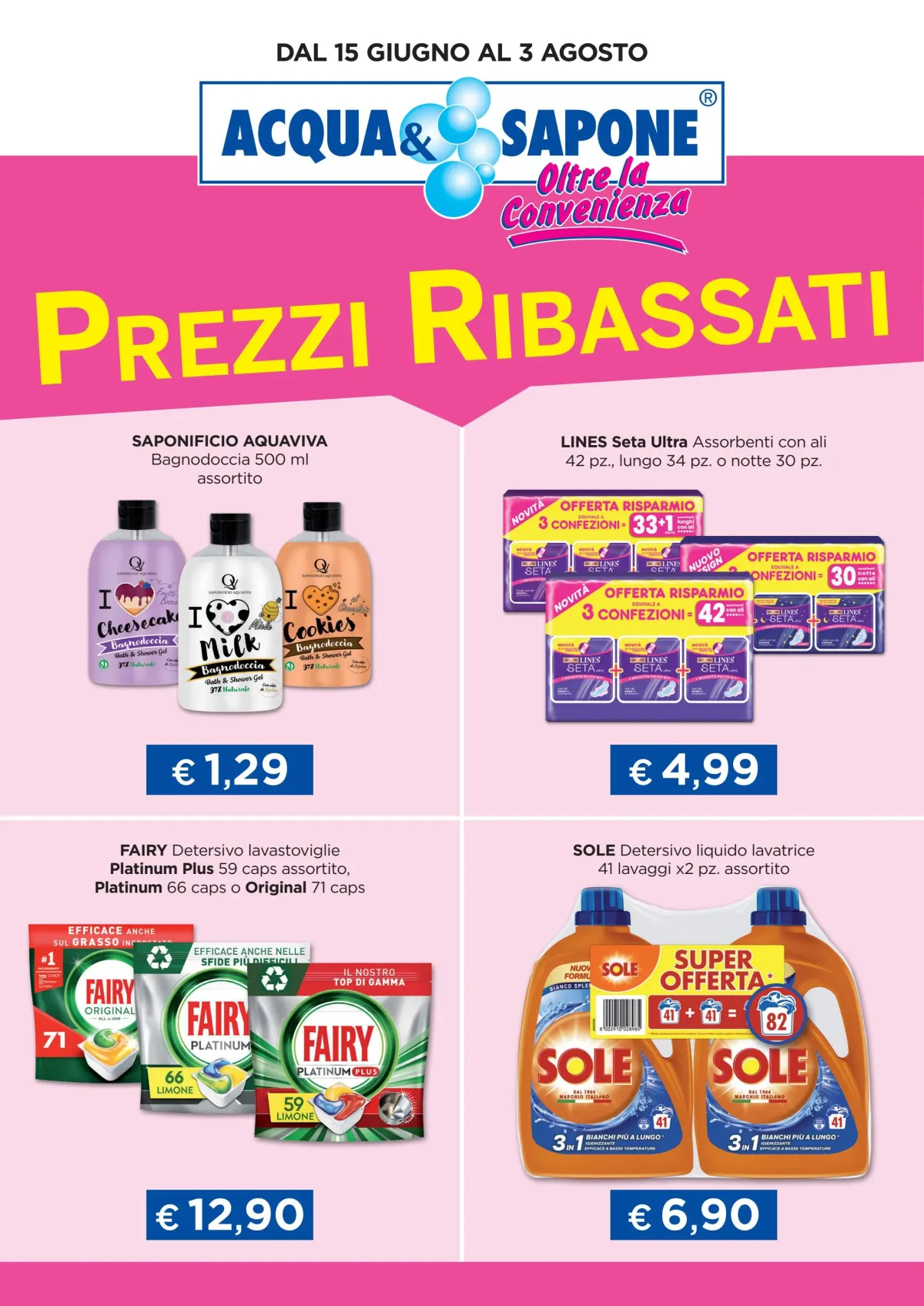 Volantino Acqua e Sapone - Prezzi Ribassati valido dal 15/06 al 03/08