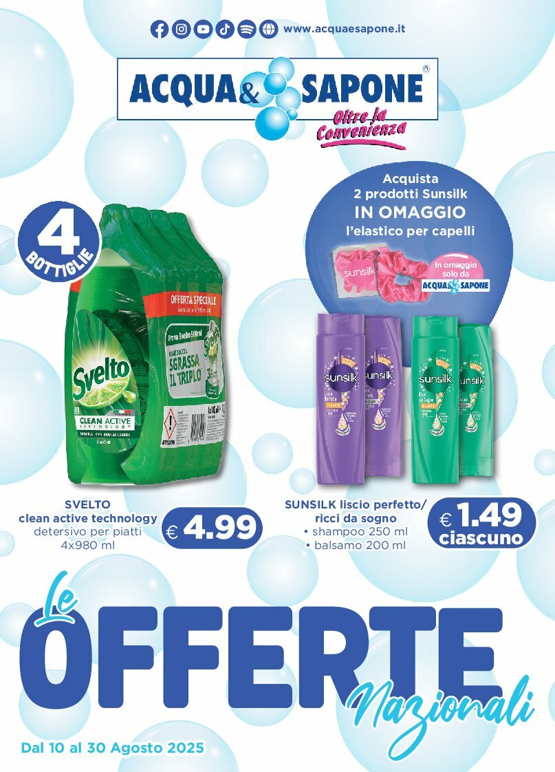 Volantino Acqua e Sapone valido dal 10/08 al 30/08
