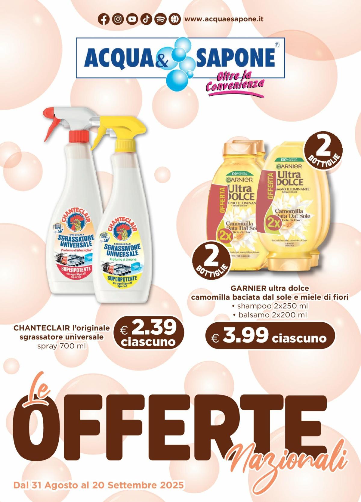 Volantino Acqua e Sapone - Oferte Nazionali valido dal 31/08 al 20/09
