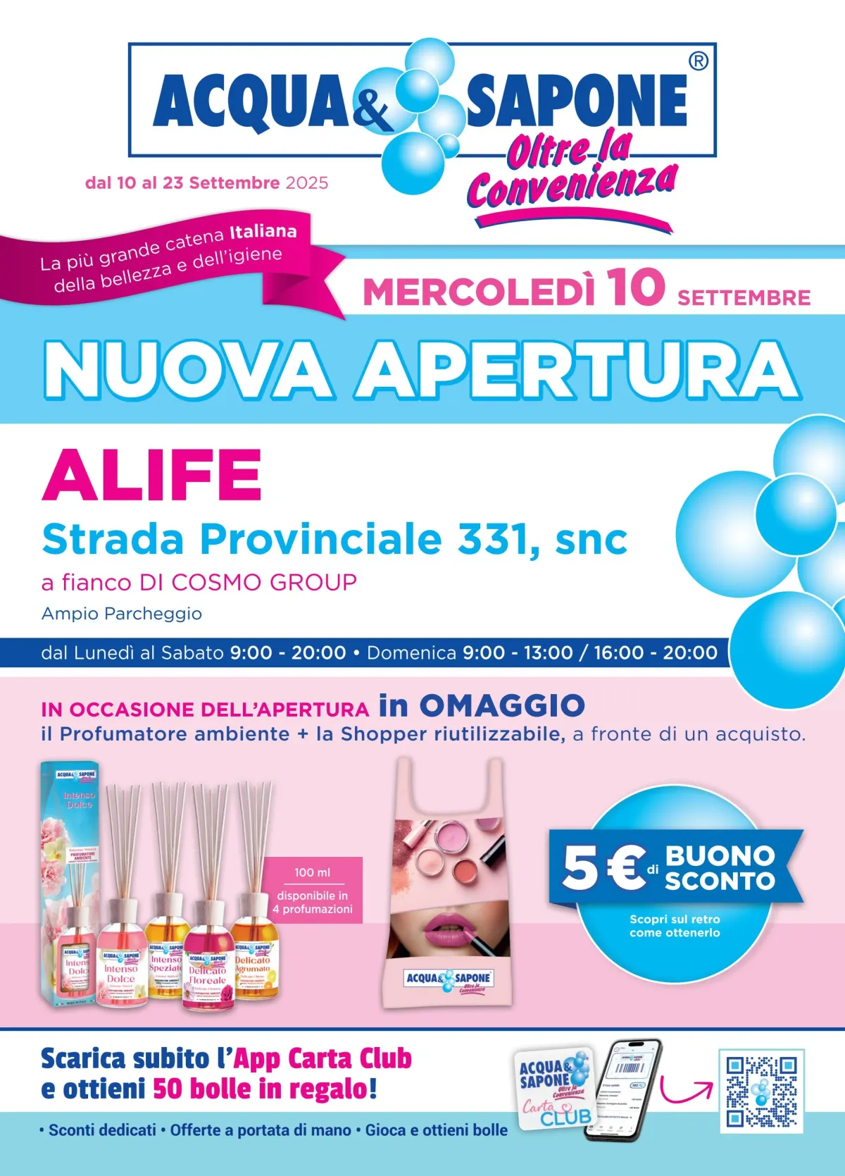 Volantino Acqua e Sapone - Nuova apertura Alife valido dal 10/09 al 23/09